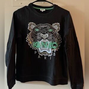 Kenzo Tiger Sweatshirt – Black with Green Logo Embroidery size M